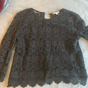 Rebecca minkoff black lace shirt long sleve xs